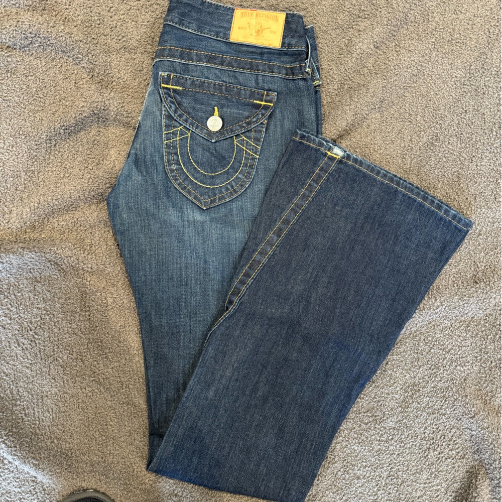True Religion Twisted Seam Flare Leg Jean Size 27